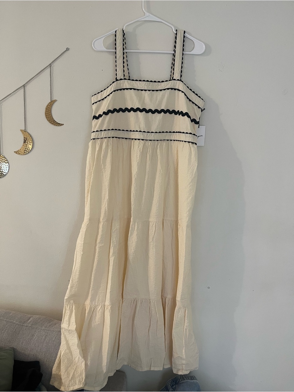 T.J.Maxx Cream Maxi Dress with Black Trim